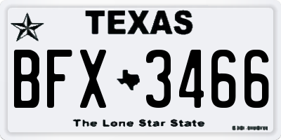 TX license plate BFX3466
