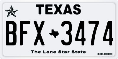 TX license plate BFX3474