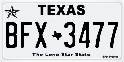 TX license plate BFX3477