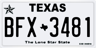 TX license plate BFX3481