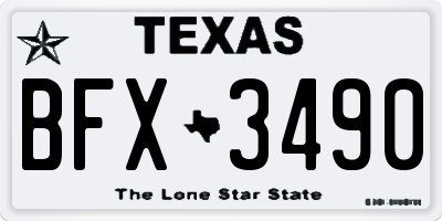 TX license plate BFX3490