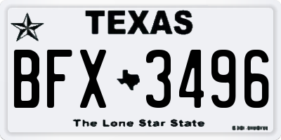 TX license plate BFX3496