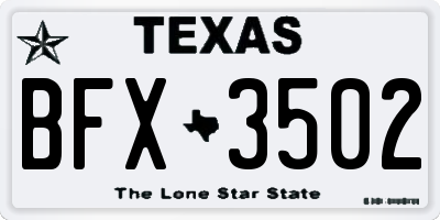 TX license plate BFX3502