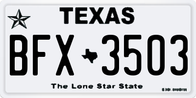 TX license plate BFX3503