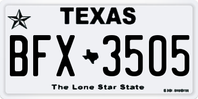 TX license plate BFX3505
