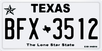 TX license plate BFX3512