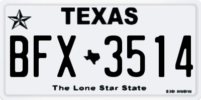 TX license plate BFX3514