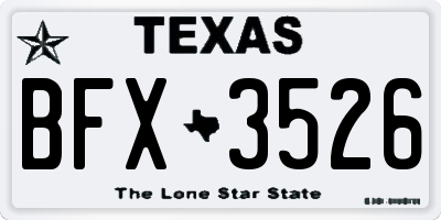 TX license plate BFX3526
