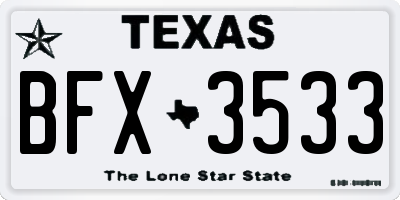 TX license plate BFX3533