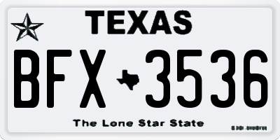 TX license plate BFX3536