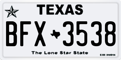 TX license plate BFX3538