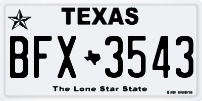 TX license plate BFX3543
