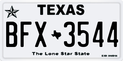 TX license plate BFX3544
