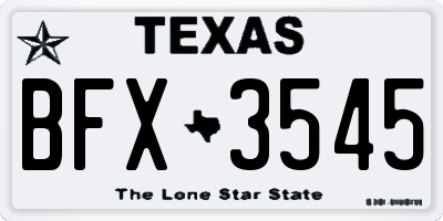 TX license plate BFX3545