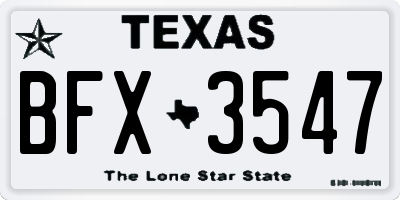 TX license plate BFX3547