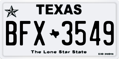 TX license plate BFX3549