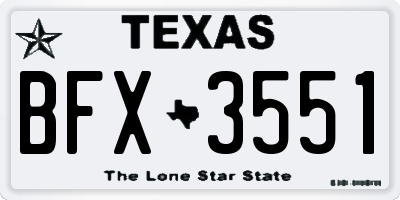 TX license plate BFX3551
