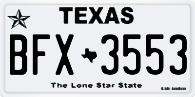 TX license plate BFX3553
