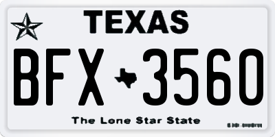 TX license plate BFX3560