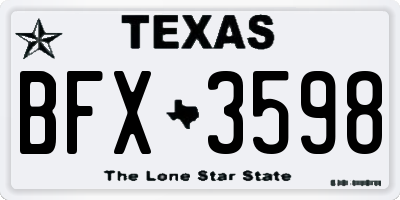 TX license plate BFX3598