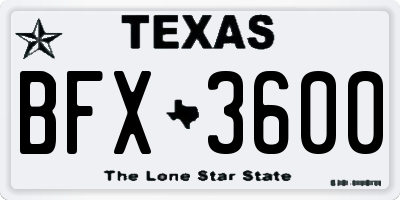 TX license plate BFX3600