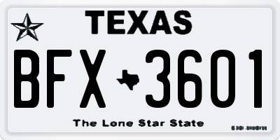 TX license plate BFX3601