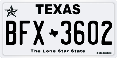 TX license plate BFX3602