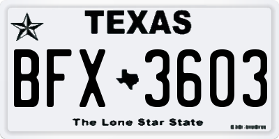 TX license plate BFX3603
