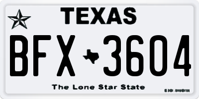 TX license plate BFX3604