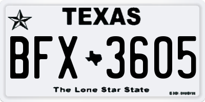 TX license plate BFX3605