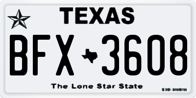 TX license plate BFX3608