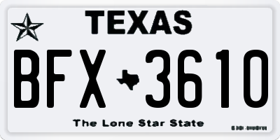 TX license plate BFX3610