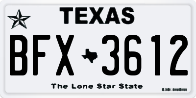 TX license plate BFX3612