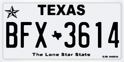 TX license plate BFX3614