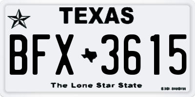 TX license plate BFX3615