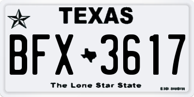 TX license plate BFX3617