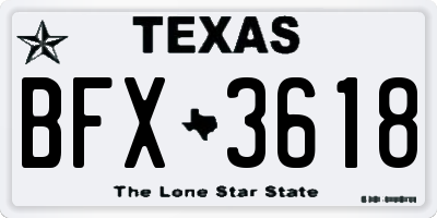 TX license plate BFX3618