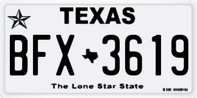 TX license plate BFX3619