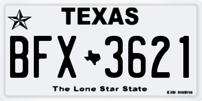 TX license plate BFX3621