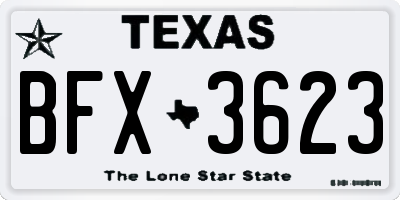 TX license plate BFX3623