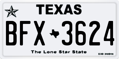 TX license plate BFX3624