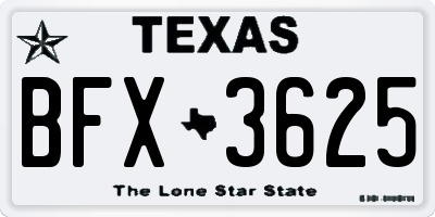 TX license plate BFX3625