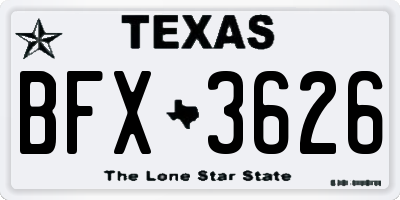 TX license plate BFX3626