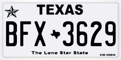 TX license plate BFX3629