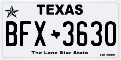 TX license plate BFX3630