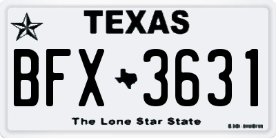 TX license plate BFX3631