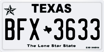 TX license plate BFX3633
