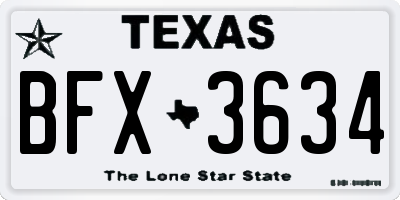 TX license plate BFX3634
