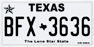 TX license plate BFX3636