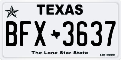 TX license plate BFX3637
